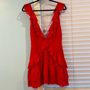 Tobi Red Ruffle Mini Dress
